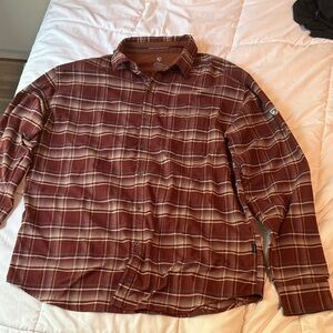 Men's Maroon Plaid Button-Down Shirt